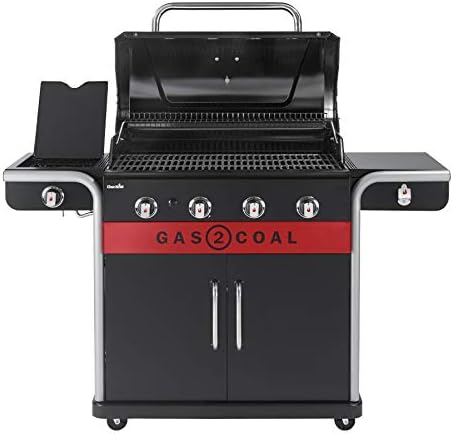 Hybrid Gas BBQ Grill, Outdoor Barbecue, Black, 61 × 24 × 46 cm