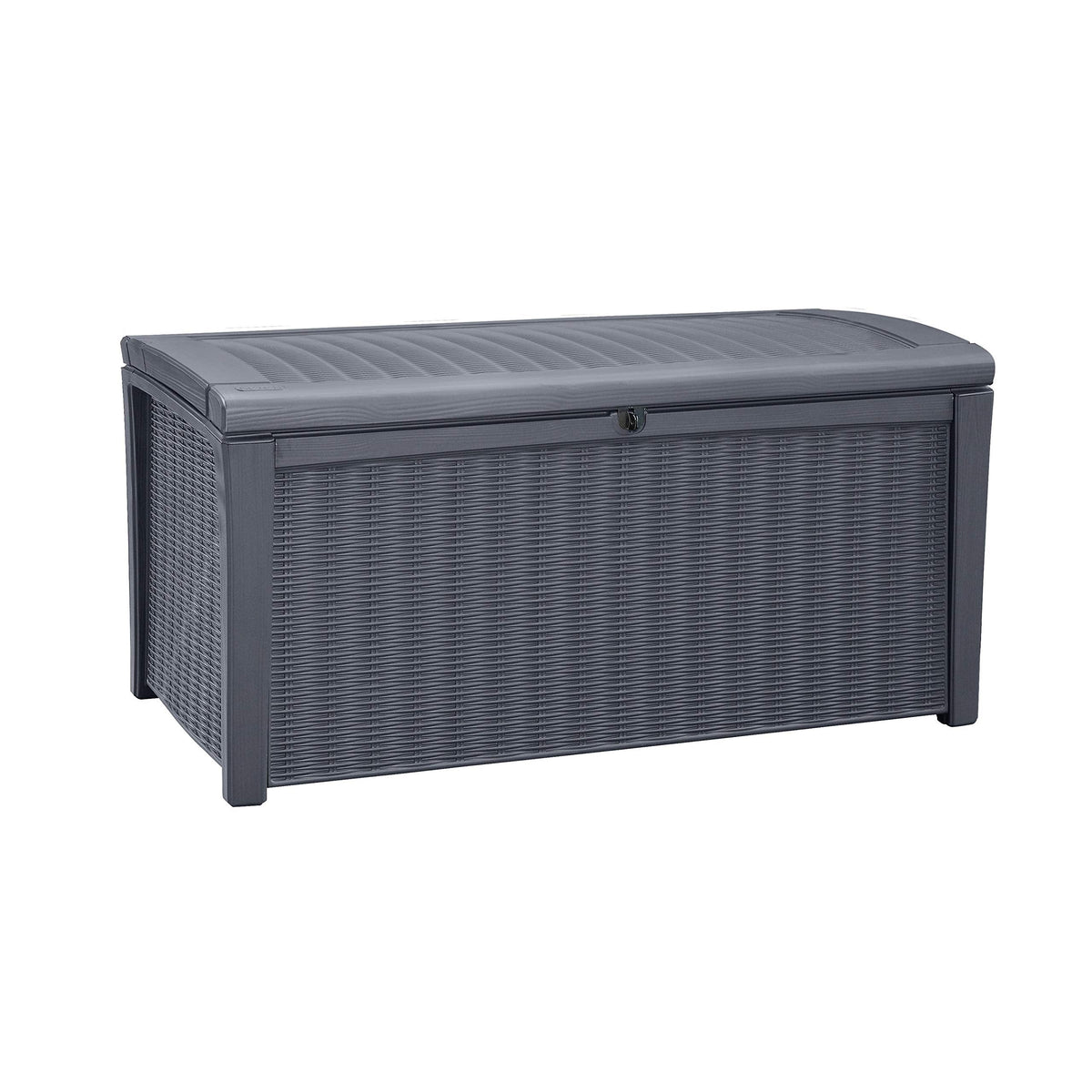 Keter Borneo 416L Outdoor 60% recycled Garden Furniture Storage Box Brown Rattan Effect | Fade Free | All Weather Resistant | Safe and Secure | Zero Maintenance | 2 year Warranty