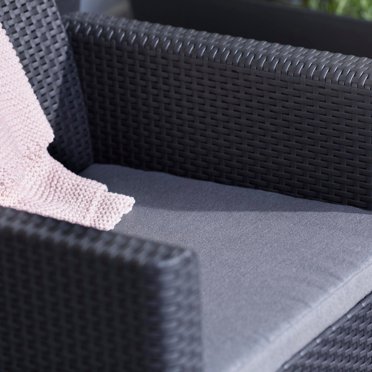 Keter Marie Outdoor Lounge Set | 2 Sofas + Vigo Storage Table + Cushions | Rattan-Effect Finish | Weatherproof Resin | 15-Min Easy Assembly | 3-Year Guarantee