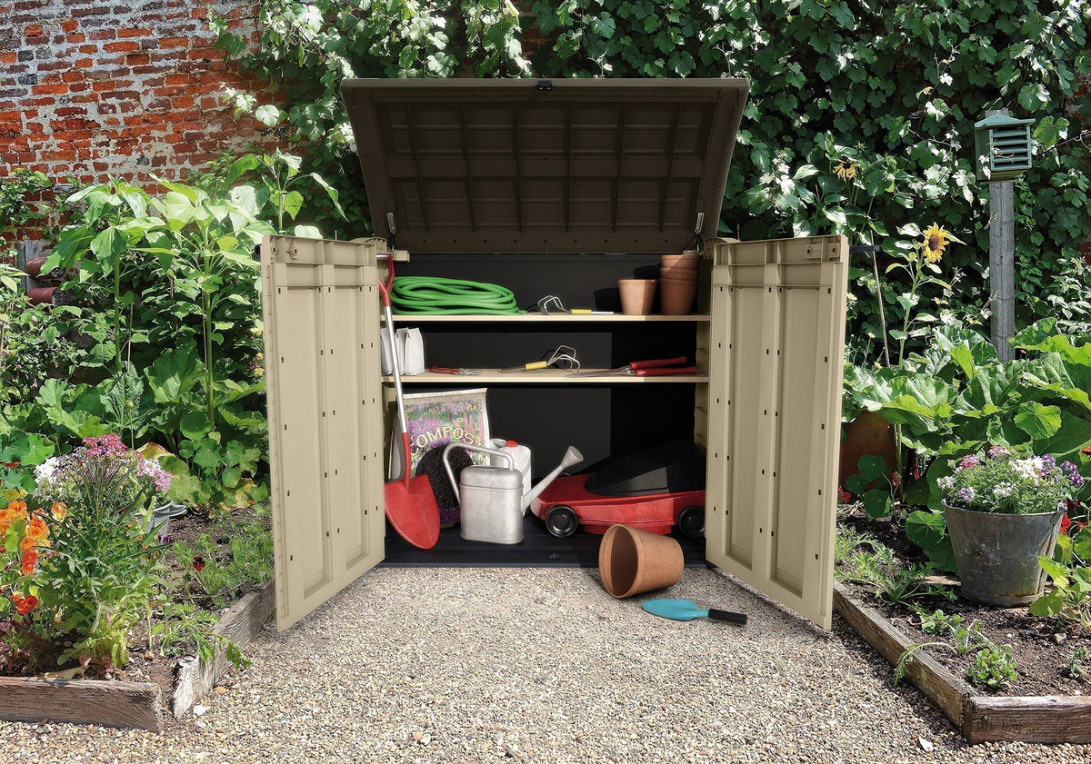 Keter Store It Arc Outdoor Garden Shed, 1200 Litres, Taupe/Beige