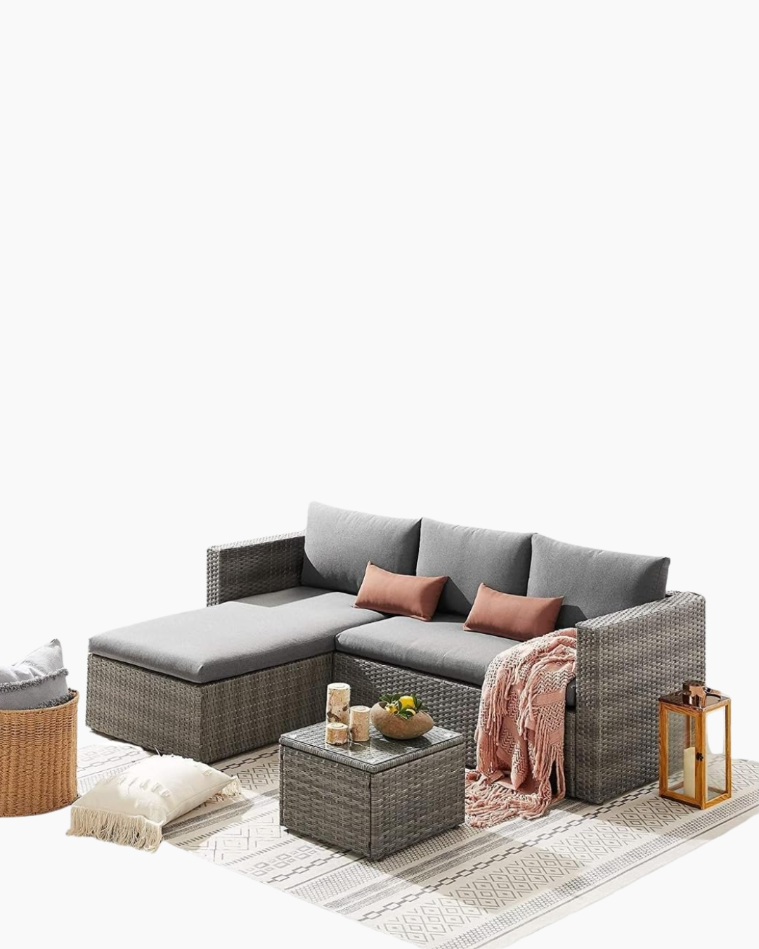 Grey Rattan Malibu 3 Seat Garden Furniture Set